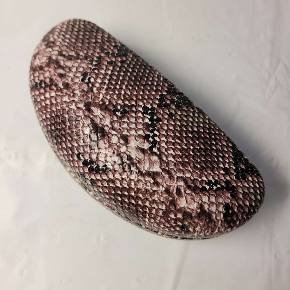XOXO Eyeglasses Case Womens Brown Snakeskin Hard Shell Clamshell Accessory